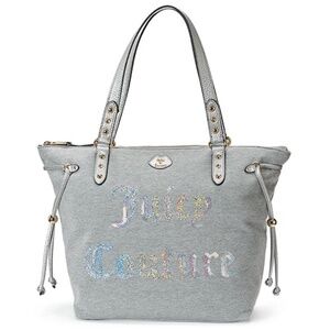 JUICY COUTURE Gray Cotton Sequin Lined Sport Tote Shoulder Bag NWT